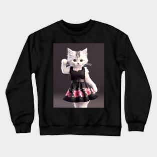 Cat with flower dress - Modern digital art Crewneck Sweatshirt